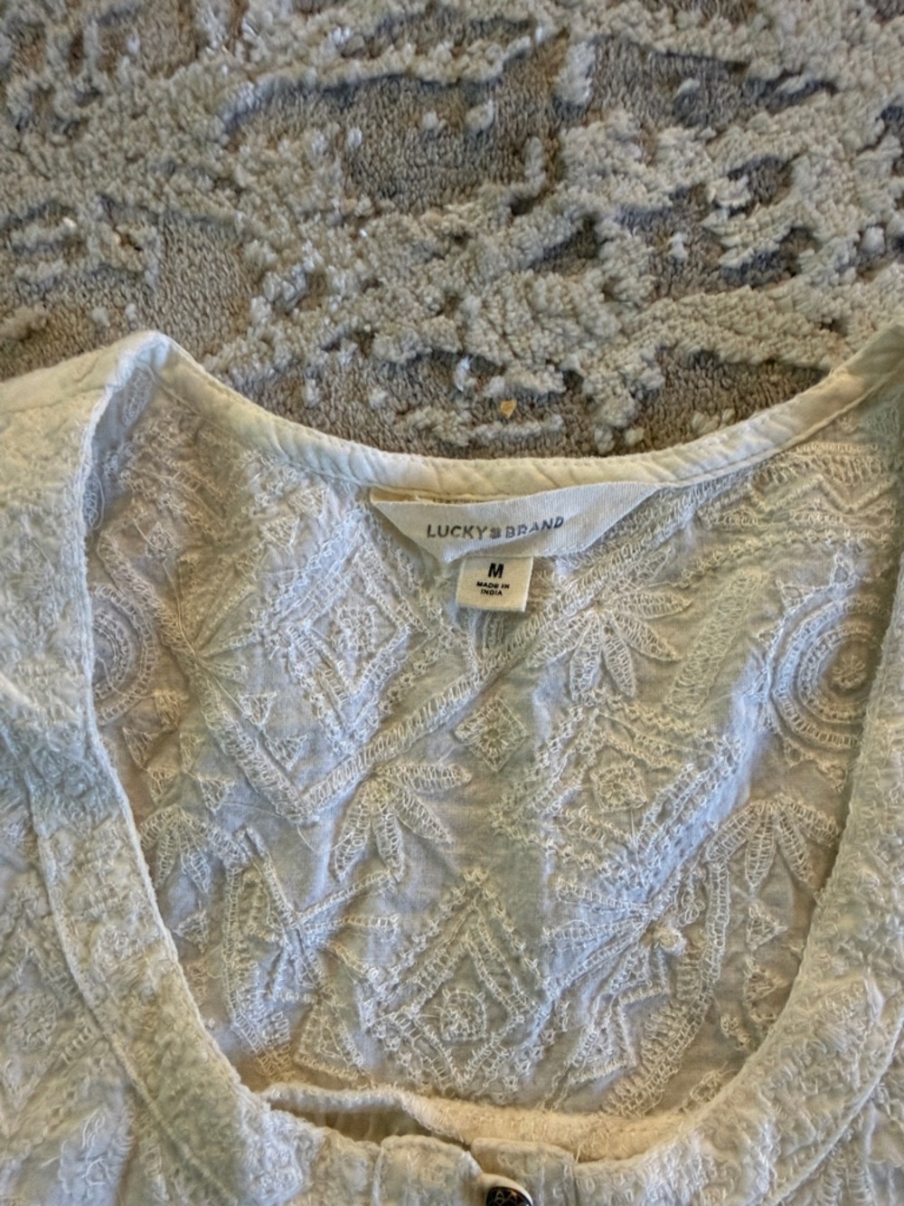 Lucky Brand Ivory Lace V-Neck Top